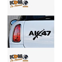 Ak47 Logo Silah Oto Sticker Siyah 20 12 Cm