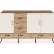 Arges Konsol 4 Raflı 5 Çekmeceli 3 Kapaklı 176x30x99 Çam-aytaşı/çam Aytası/atlas Çam - Atlas Çam