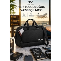 Tony York Orijinal Unisex Konfor Modeli Çok Gözlü Seyahat Tatil Spor Kabin Boy Kumaş Valiz El Ve Omuz Çantası Siyah