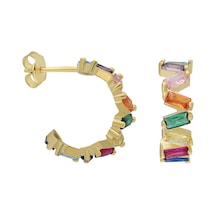 Renkli Baget Shift Küpe 718870 Gold