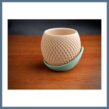Buradabulabilirsin 3d Baskı Küre Saksı - Kafes Dokulu İki Parçalı Dekoratif Saksı - Bej-mint Bbz 71952604