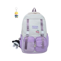 Runxi Life Hall Okul Çantası Ortaokul Öğrencisi Lise Öğrencisi Sırt Çantası Basit Büyük Kapasiteli Sırt Lila