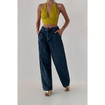 Lacarino 7587 Skater Fıt Kadın Jean Pantolon Blue Black