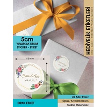 Suluboya Çiçek Modeli, Etiket Modeli Ürünlerinize Özel 5cm - 40 Adet Opak Sticker Renkli