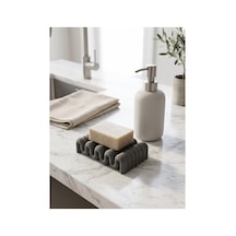 Buççin Online Mağaza Modern Dalga Tasarımlı Sabunluk Dekoratif Banyo Düzenleyici Plastik Gri Çok Renkli