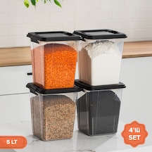 Porsima 4371 4 Lü Mega Boy Hava Geçirmez Deterjan Saklama Kabı Erzak Saklama Kabı Seti Gri 5 Lt Şeffaf