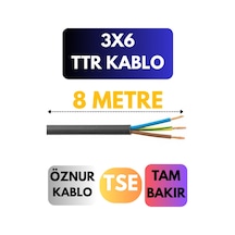 Öznur 3x6 Ttr Kablo Metre Seçenekli Siyah - 8 Metre