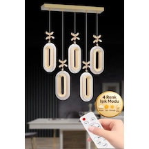 LumiaLighting Eclipse Model 5"li Gold Kumandalı 3 Renk Modu Yemek Masası Oturma Çocuk Yatak Odası Modern Ledli Avize Altın