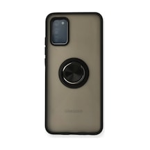 Samsung Uyumlu Galaxy A02s Uyumlu Kılıf Montreal Yüzüklü Silikon Kapak - Siyah