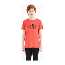 Tommylife Tommy Life Coral Ön Yazı Nakışlı O Yaka Standart Kalıp Erkek Çocuk T-shirt - 11118 Mercan