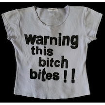 Startmore Warning Baby Tee Crop T-shirt Y2k Pinterest Crop Dar Beyaz