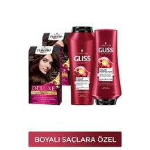 Schwarzkopf Gliss Color Perfector Renk Koruyucu Şampuan + Saç Kremi + Palette Deluxe 3.65 Çikolata Kahve 2 Adet