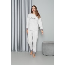 Akbeniz Welsoft Polar Kadın Pijama Takımı 8515 - M Ekru