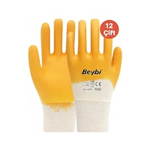Beybi 12 Çift Sarı Nitril Eldiven Yarım Kaplı No:10