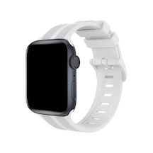 Apple Watch 38mm Uyumlu Kr408 Çizgili Silikon Kordon - Beyaz
