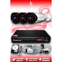 Bayicam 3 Kameralı Uzay 3 Dış Kamera Set 250 GB HDD Full HD Gece Görüşlü Güvenlik Kamerası Sistemi