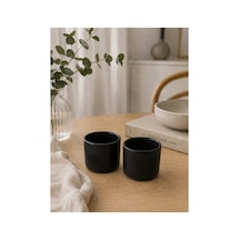 2'li Set Siyah Seramik Kupa 175 Ml Minimal Kahve Kupası Çay Fincanı Espresso Ve Türk Kahvesi Bardağı Siyah - 915616777 Siyah