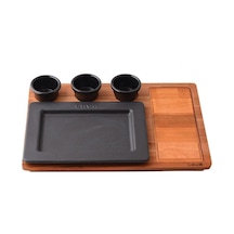 Lava Servis Tabağı Dikdörtgen Ahşap Stand 18 X 25 Cm Siyah