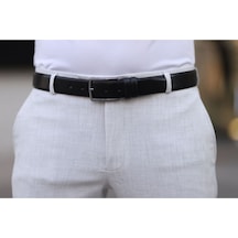 Bürke Siyah Deri Erkek Kemer Metal Tokalı Klasik Kumaş Pantolon kemeri 3,5 cm