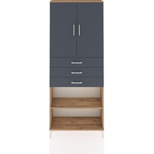 Arges Dolap 4 Raflı 3 Çekmeceli 2 Kapaklı 88x30x221 Çam-antrasit Atlas Çam