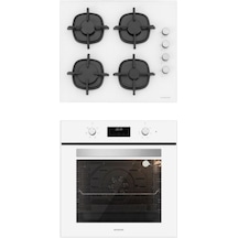 Silverline BO6502W02 - CS5343W01 Beyaz Cam Ankastre Set
