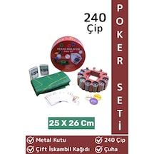 Luxery Texas Holdem Casino Blackjack Çift Iskambil Kağıdı Çuha 240 Çip Metal Kutulu Poker Oyunu Seti