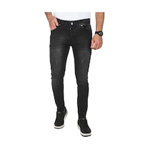 Deepsea Erkek Siyah Jeans Skinny Fit Likralı Taşlanmış Kot Pantolon 2508588 Siyah