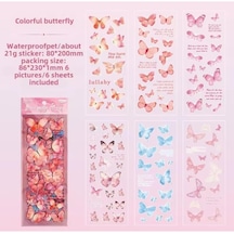 Lexroo Craft 6 Sayfa 114 Adet Şeffaf Pembe Kelebek Sticker Bullet Journal Scrapbook Laptop Ajanda Şeffaf - Pembe