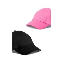 Unisex Siyah Ve Pembe Rengi 2'li Beyzbol Şapka Seti - Unisex Siyah - Pembe