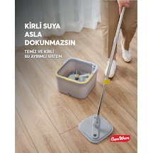 Home Care Dual System Kare Mop Seti Temiz Kirli Su Ayrı Hazneli 2 Adet İz Bırakmayan Mikrofiber Bez