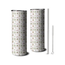 20oz Noel Desenli Paslanmaz Çelik Termos, Kapak Ve Pipetli, Çift Katlı Noel Ağacı Metni