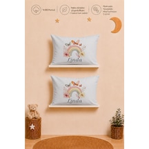 İsimli Kız Bebek 2'li Yastık Kılıfı 35x45 Cm %100 Pamuk Organik Baskılı İsme Özel Bebek Hediyesi 1079y2