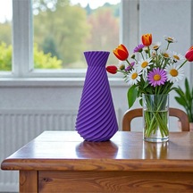 Dekoratif Modern Vazo Minimal Şık Tasarım 20 10 Cm Mor