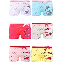 Uniquetrenders Kız Çocuk Karışık Desenli Pamuklu Esnek Likralı Boxer 6 Adet Renklı