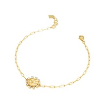 Debora Jewelry 14 Ayar Altın Güneş Detaylı Taşlı Bileklik