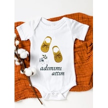 Tuğbababy Baby Ilk Adımımı Attım Baskılı Bebek Body Zıbın Kız Erkek Beyaz