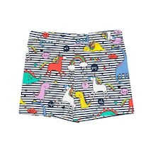 Lovetti Kız Çocuk Rainbow Unicorn Desen Cepli Şort 8848 Çok Renkli