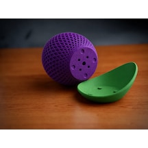Bezos 3d Baskı Küre Saksı - Kafes Dokulu İki Parçalı Dekoratif Saksı - Mor-yeşil Pro Standart