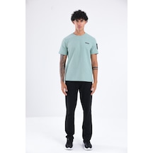Rowinger Waffle Örgü Dokulu Göğüs Logolu Kolda Mini Cep Detaylı Bisiklet Yaka Erkek Spor T-shirt Çağla
