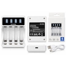 4 Yuvalı Lcd Göstergeli Aa Aaa Ni-mh Hızlı Pil Şarj Cihazı Usb Type-c Ch1-201al