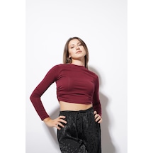Ckm Moda Angle Yan Büzgülü Body Bordo