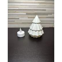 Dekoratif Yıllbaşı Ağacı 14cm Mum Led Dahil Beyaz Renk