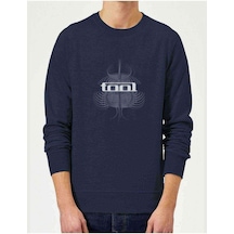 Tool Band Baskılı Indigo Mavi Lacivert Erkek Örme Sweatshirt (528633864)
