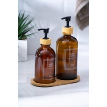 Acar Louvre Bambu Standlı 2'li Sıvı Sabunluk - 500/300 Ml