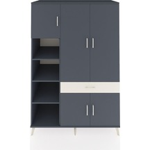 Kronos Dolap 8 Raflı Tek Çekmeceli 5 Kapaklı 132x59x195 Antrasit-antrasit/aytaşı Antrasıt/aytası