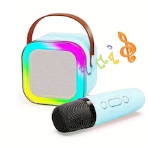 Mini Kablosuz Bluetooth Karaoke Hoparlör Kareoke Makinesi Mavi