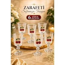 6 Lı Kristal Cam Kahve Yanı Bardağı Kiraz Bardak Kirazlı Flüt 75m