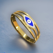 Şansınıza Şıklık Katın: Nazar Boncuk Detaylı Altın Renk Çelik Kadın Bilekliği-9057242888362 Gold