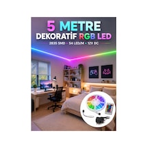 En Popüler 5 Metre Rgb Şerit Led 2835 Smd 54 Led/m Uzaktan Kumandalı Dekoratif Aydınlatma Uygun Renklı