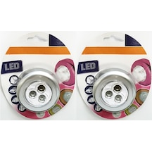 2 Ad. Dokunmatik 3 Led Lamba Yapışkanlı Gümüş